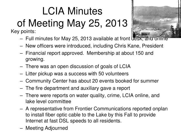 lcia minutes of meeting may 25 2013