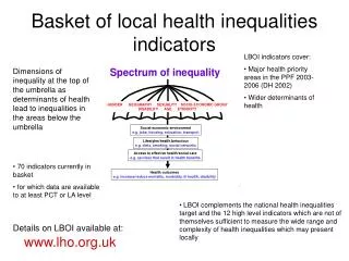 Basket of local health inequalities indicators