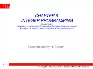 Presentation by H. Sarper