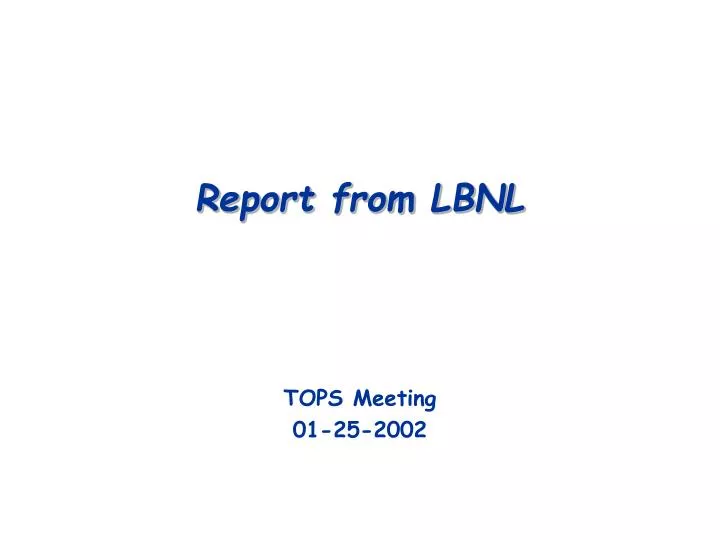 report from lbnl
