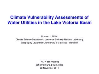 climate vulnerability assessments of water utilities in the lake victoria basin