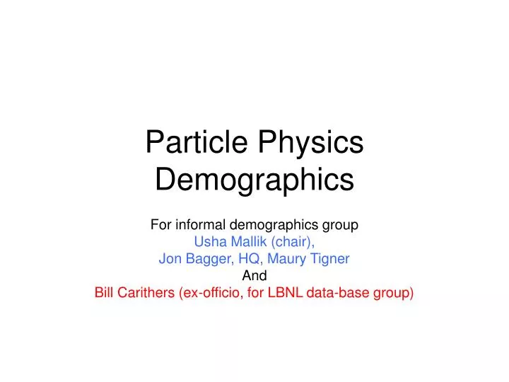 particle physics demographics