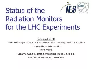 Status of the Radiation Monitors for the LHC Experiments
