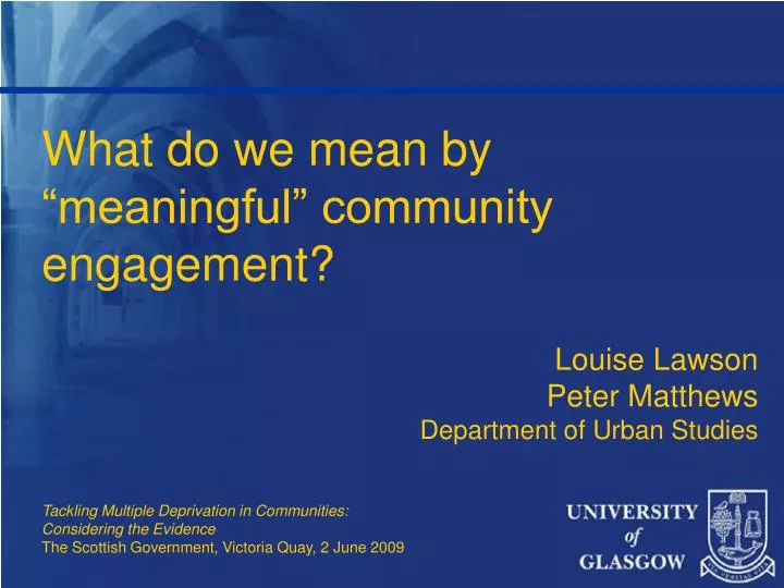 what do we mean by meaningful community engagement