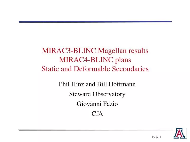 mirac3 blinc magellan results mirac4 blinc plans static and deformable secondaries