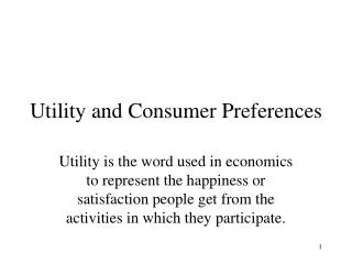 utility and consumer preferences
