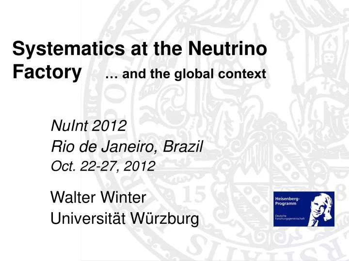 systematics at the neutrino factory and the global context
