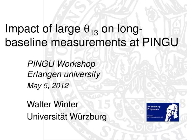 impact of large q 13 on long baseline measurements at pingu