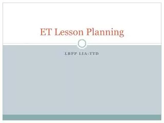 ET Lesson Planning