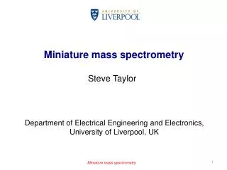 Miniature mass spectrometry
