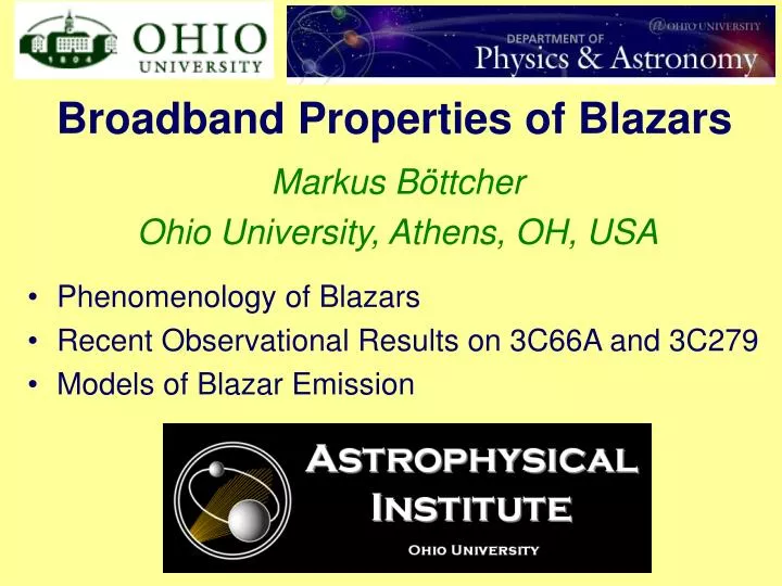 broadband properties of blazars