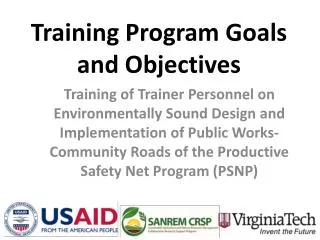 Training Program Goals and Objectives