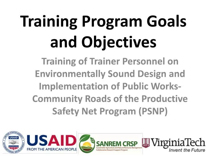 training program goals and objectives