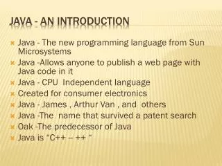 Java - An Introduction