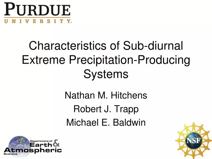 characteristics of sub diurnal extreme precipitation producing systems