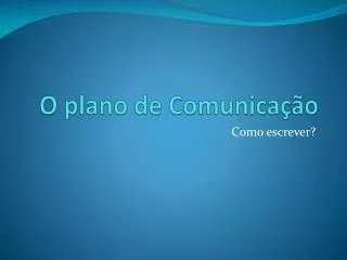 o plano de comunica o