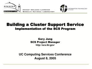 Building a Cluster Support Service Implementation of the SCS Program