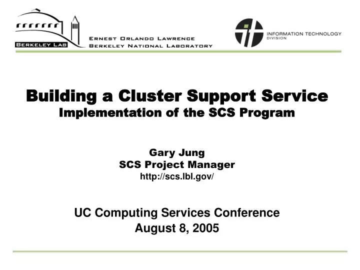 building a cluster support service implementation of the scs program