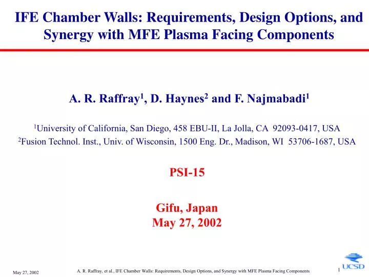 ife chamber walls requirements design options and synergy with mfe plasma facing components