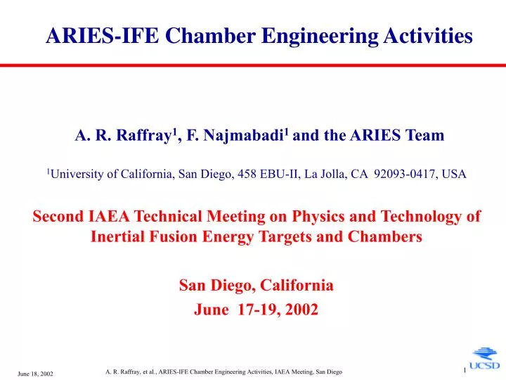 aries ife chamber engineering activities