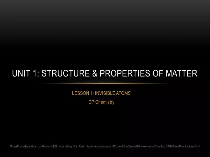 unit 1 structure properties of matter