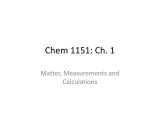 Chem 1151: Ch. 1