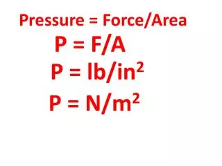 Pressure = Force/Area