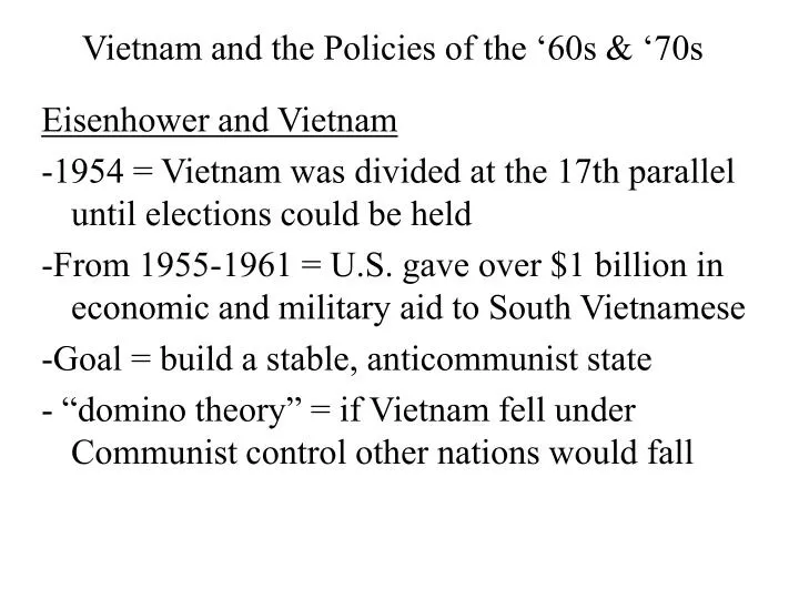 vietnam and the policies of the 60s 70s
