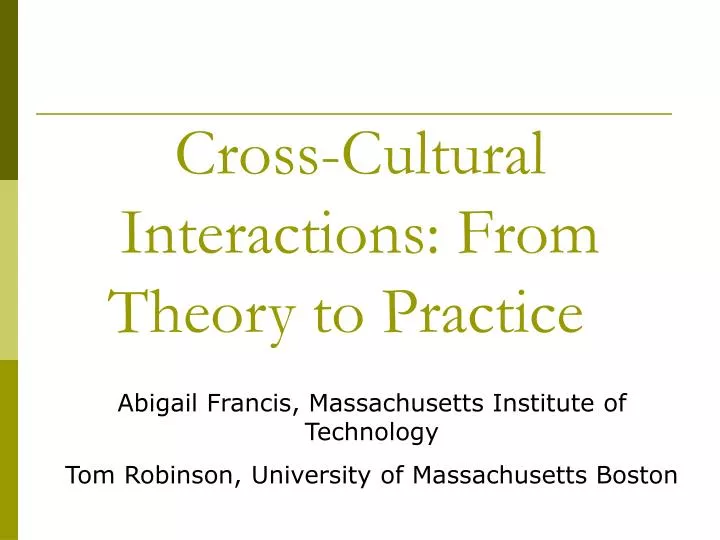 cross cultural interactions from theory to practice