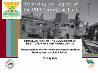 STRATEGIC PLAN OF THE COMMISSION ON RESTITUTION OF LAND RIGHTS, 2014-19