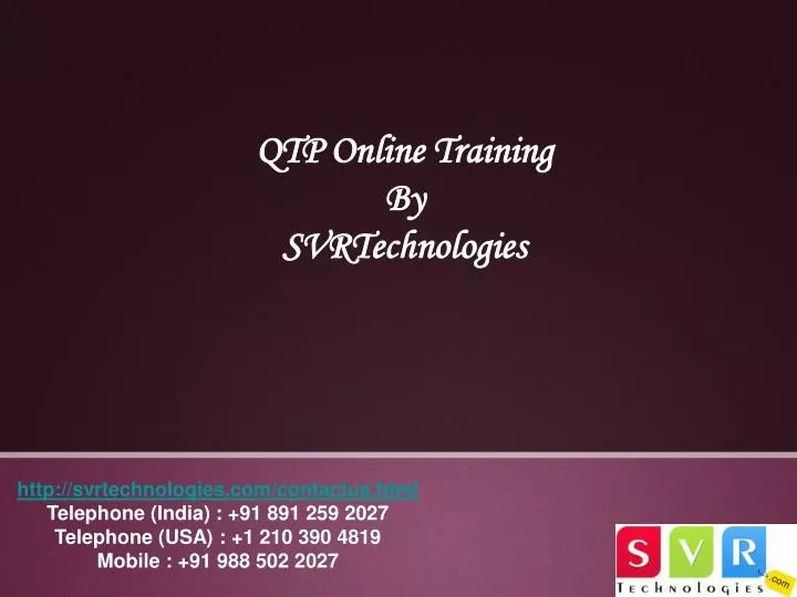 qtp online training by svrtechnologies