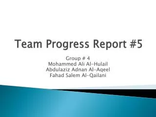 Team Progress Report #5
