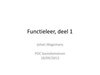 functieleer deel 1