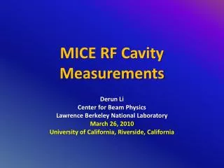 MICE RF Cavity Measurements