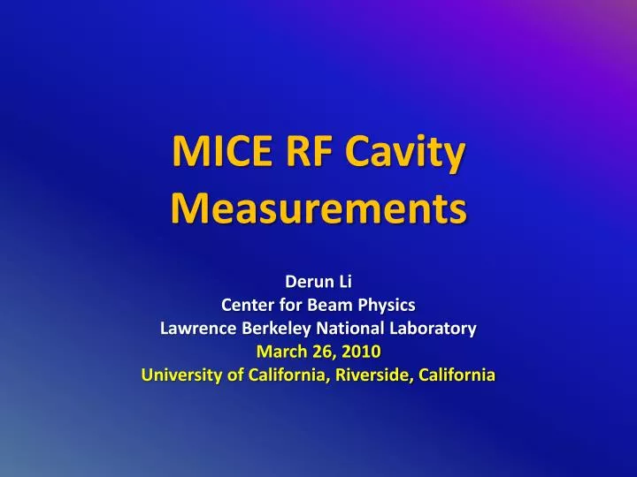 mice rf cavity measurements