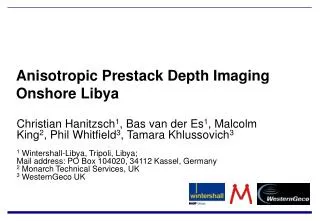 Anisotropic Prestack Depth Imaging Onshore Libya