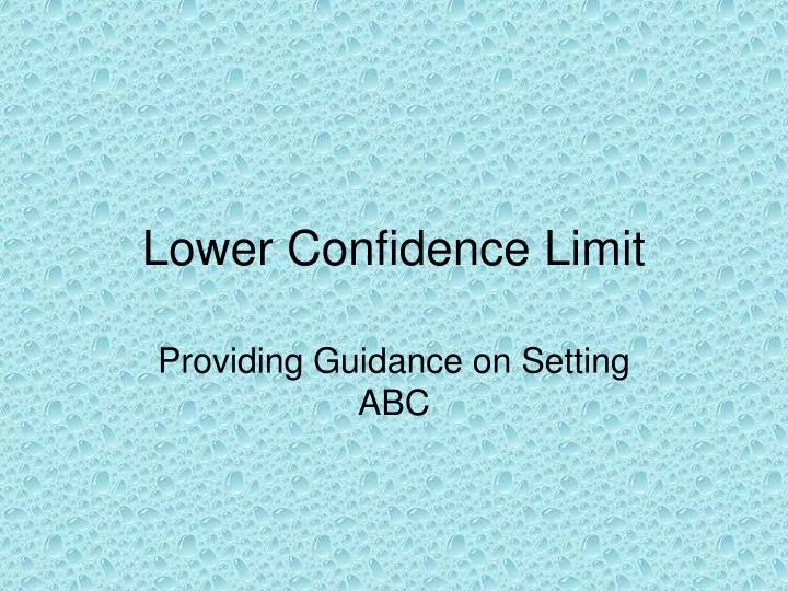 lower confidence limit