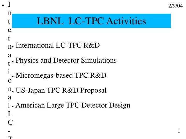 lbnl lc tpc activities