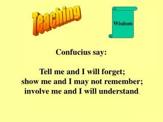 Confucius say: Tell me and I will forget; show me and I may not remember;