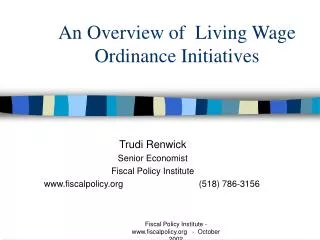 An Overview of Living Wage Ordinance Initiatives