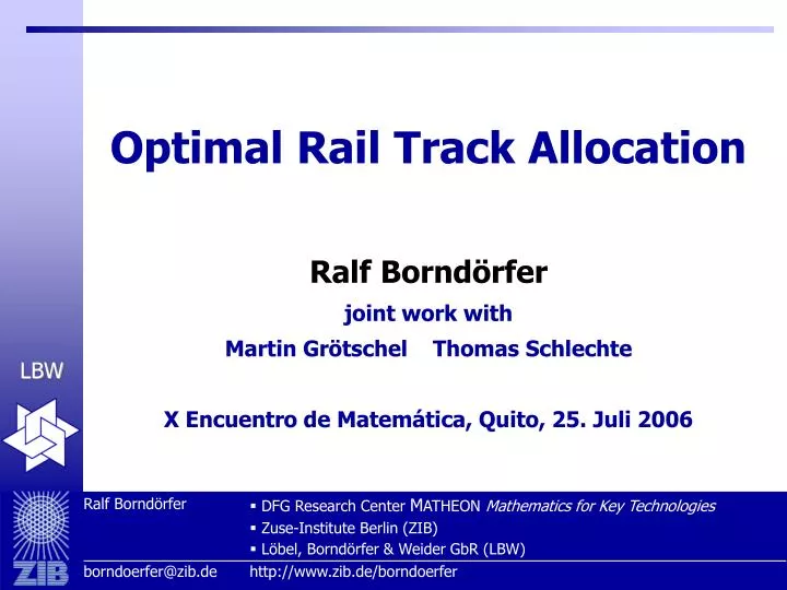 optimal rail track allocation