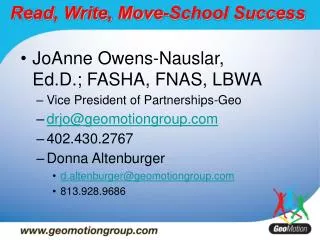 Read, Write, Move-School Success