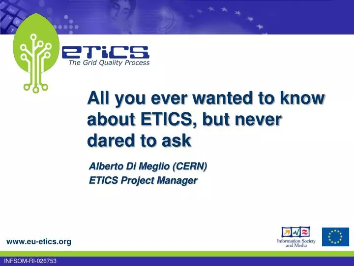 all you ever wanted to know about etics but never dared to ask