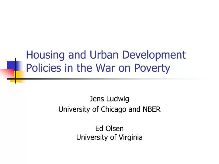 housing and urban development policies in the war on poverty
