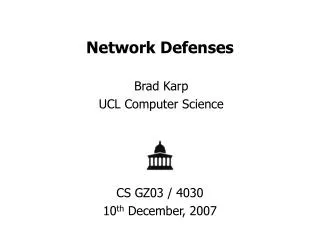 Network Defenses