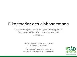 elkostnader och elabonnemang