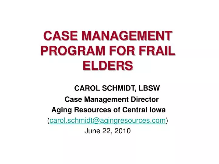 case management program for frail elders