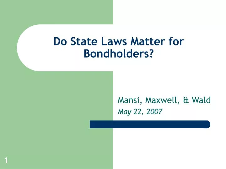 do state laws matter for bondholders