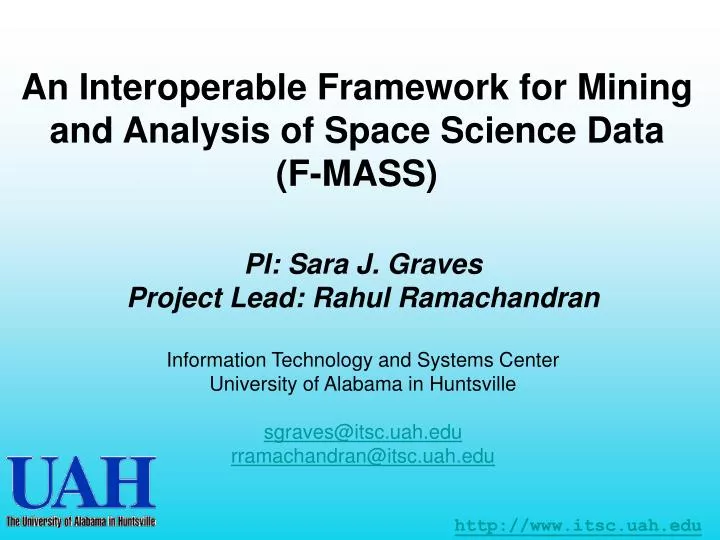 an interoperable framework for mining and analysis of space science data f mass