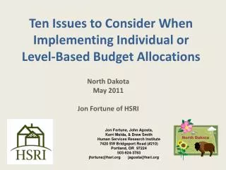 Ten Issues to Consider When Implementing Individual or Level-Based Budget Allocations